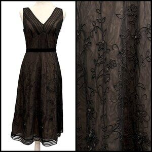 LOFT Dress Mesh Floral Whimsigoth Dark Fairy Grunge‎ Goth Embroidery Midi Size 0
